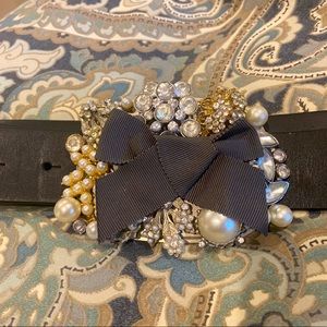 CAbi black leather belt with blinged buckle